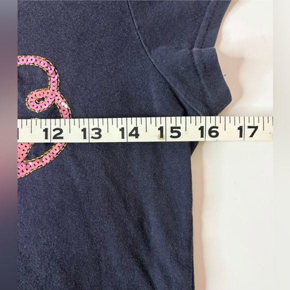 Vintage Cherry Sequin Logo Baby Tee Women’s XS Y2K Bling Graphic V-Neck Top - Picture 4 of 4